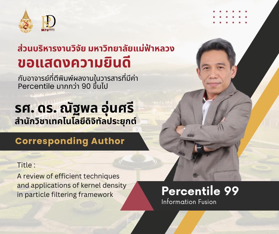 The Research Administration Division would like to extend our heartfelt congratulations to the faculty members/researchers whose publications appeared in Scopus Q1 journals with Percentile ≥ 90 for May 2025.